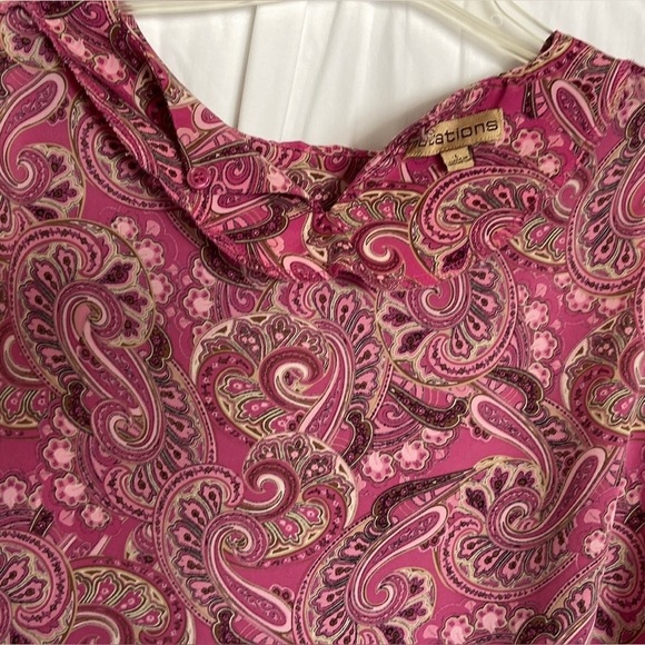 NOTIONS Sz-L Silky/Soft Paisley Tank-top, 1 Back 🗝️Hole Button- Good Used Shape - Picture 15 of 16